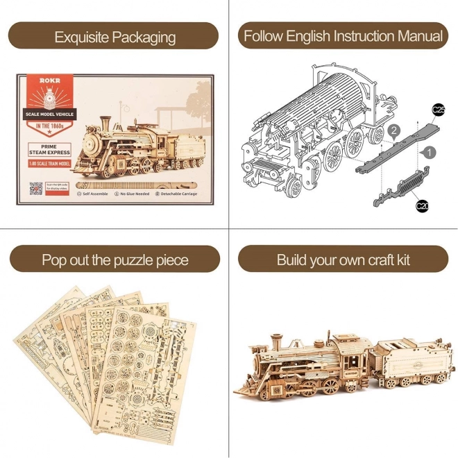 Puzzle 3D din lemn Prime Steam Express - 308 piese