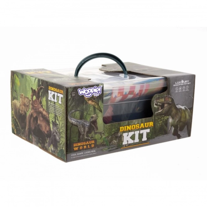 Set figurine dinozauri cu covoraș și cufăr