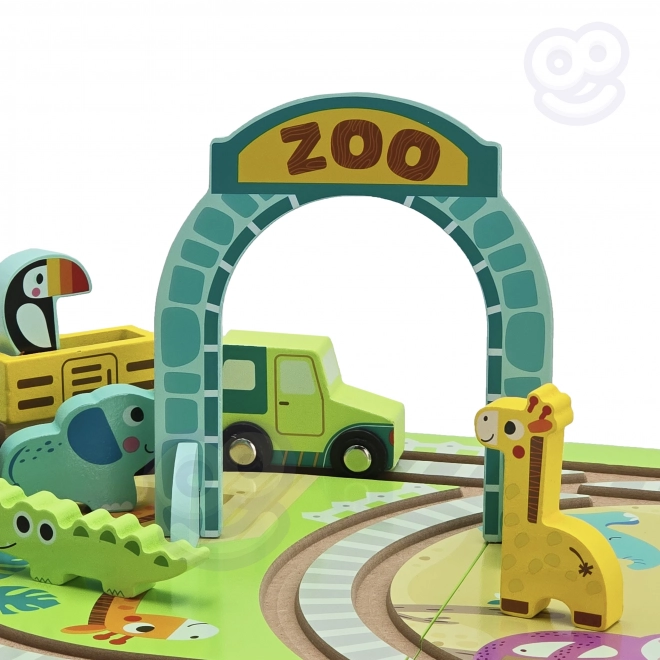 Tren de lemn cu tematică zoo de la Tooky Toy