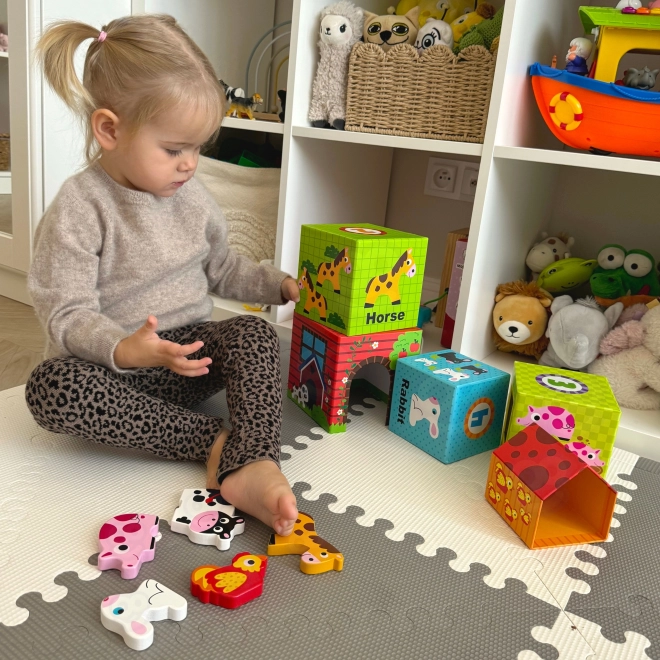 Puzzle cuburi fermă Woopie Green