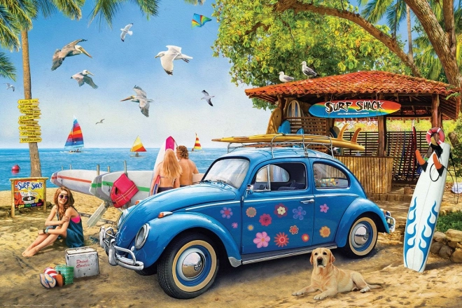 Puzzle EUROGRAPHICS VW Brouk și surferi 1000 piese