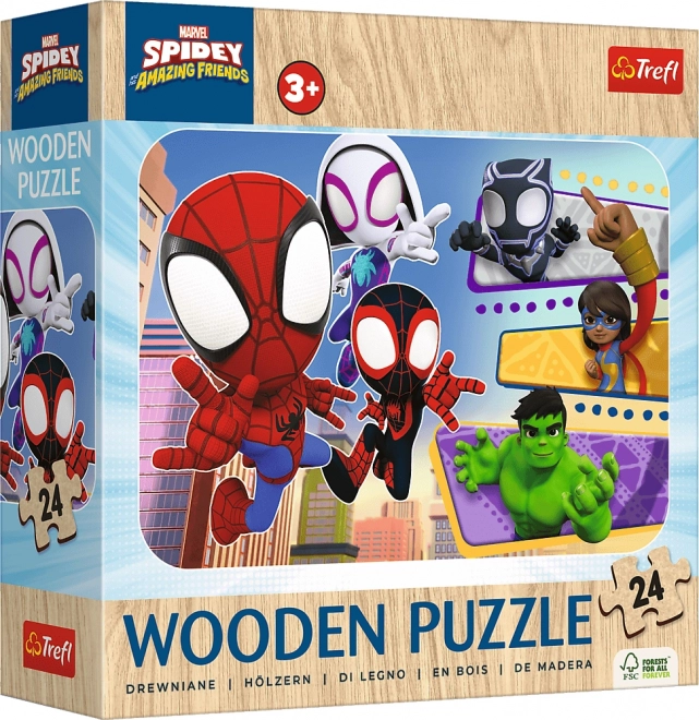 Puzzle din lemn Spidey și prietenii săi uimitori - 24 piese