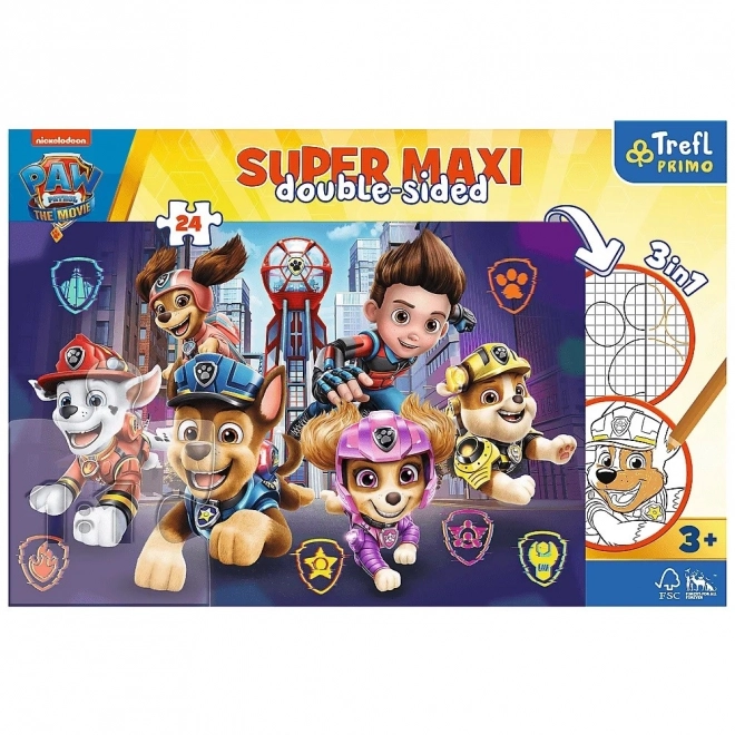 Puzzle dublă față Patrula cățelușilor: Provocare nouă super maxi 24 piese