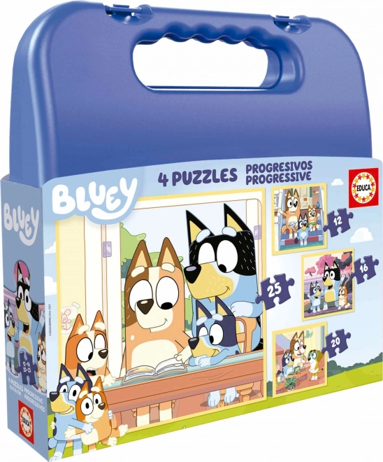 Puzzle Educa în valiză Bluey 4 în 1