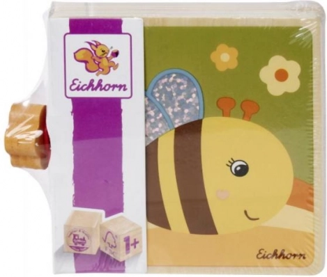 Cărticică de imagini din lemn pentru copii, 8 pagini, 8 × 8 cm