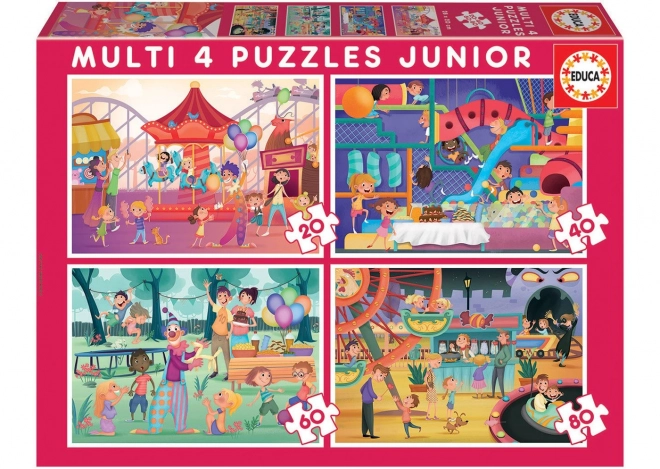 puzzle cu parc de distracții și petrecere pentru copii 4 în 1