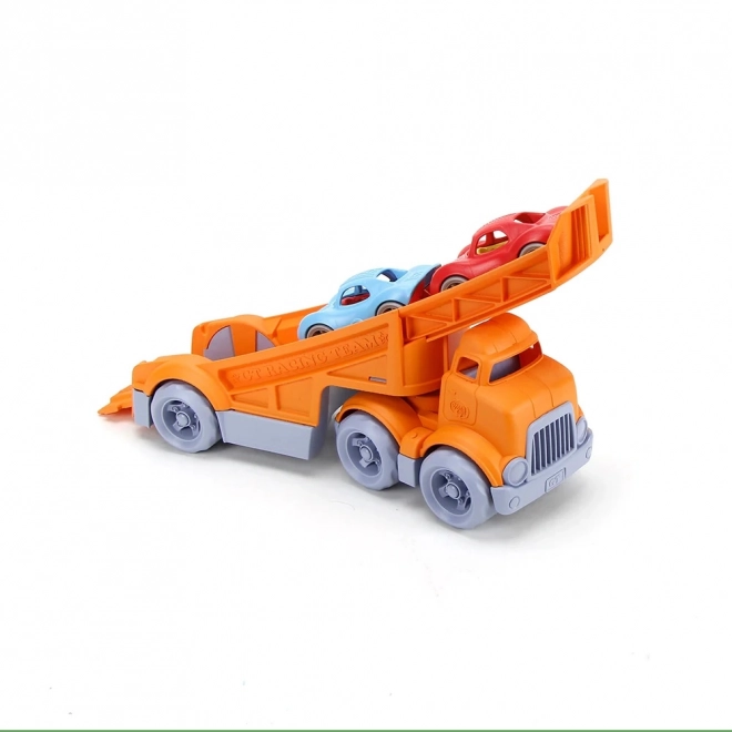 Camion Green Toys cu 2 mașinuțe de curse