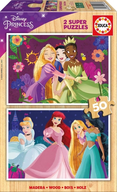 Puzzle din lemn cu Prințesele Disney 2x50 piese