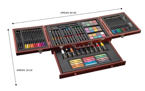 Set pictură creativ Art Box 103 piese în valiză de lemn