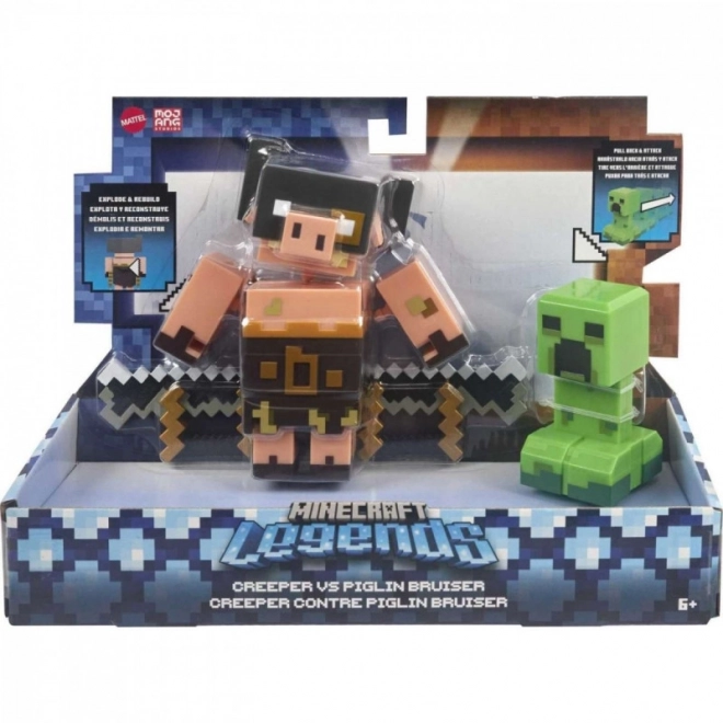 Set figurine Minecraft Legends Creeper vs Piglin