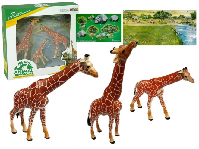 Set figurine educaționale girafe familie cu decor Africa