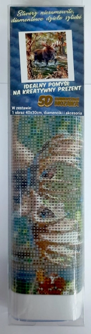 Pictură cu diamante - Elan în râu 30x40 cm