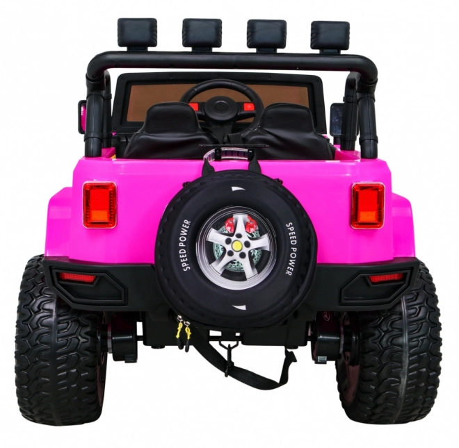Mașină de teren Monster 4x4 jeep pentru copii Roz + Telecomandă + Reglare scaun + Pornire lentă + MP3 LED + Suport bagaje + Rucsac