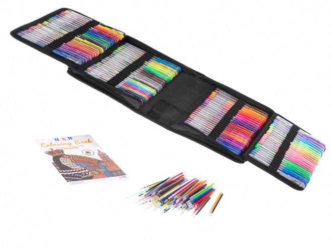 Set de pixuri cu gel colorate în etui - 120 bucăți + 120 rezerve