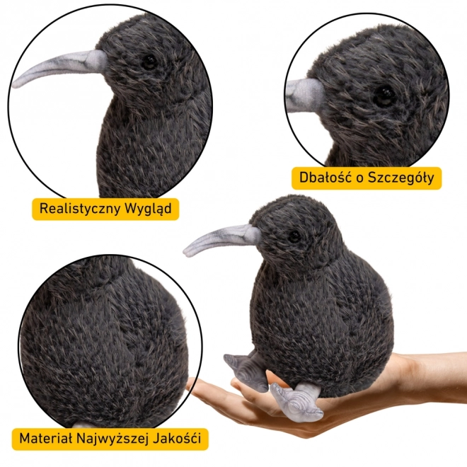 Pasăre Kiwi de pluș - negru 17 cm