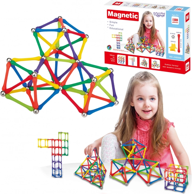 Blocuri magnetice de construcție Woopie Puzzle Creativ 180 buc