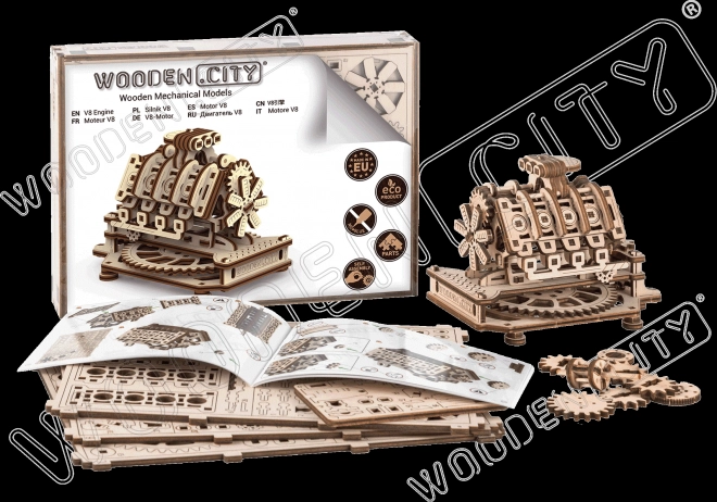 Puzzle 3D motor V8 WOODEN CITY