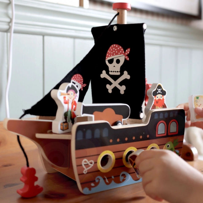 Corabie pirat din lemn cu figurine Tooky Toy