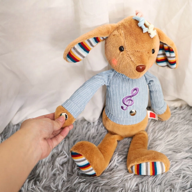 Câine de pluș interactiv cu melodii și lumină