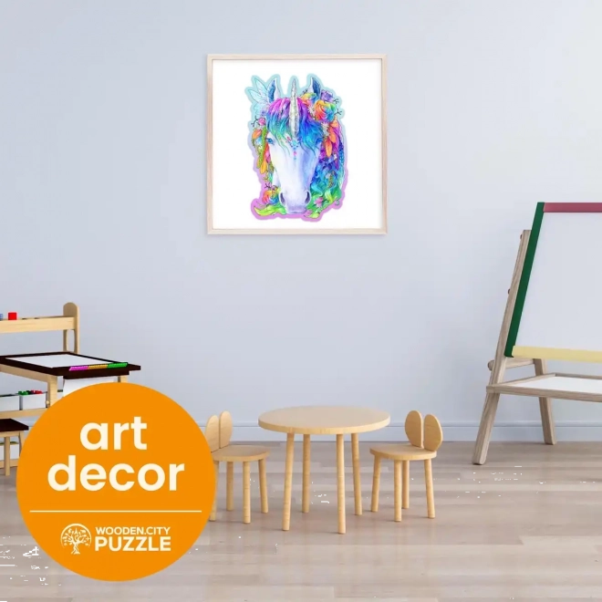 Puzzle din lemn unicorn stilat