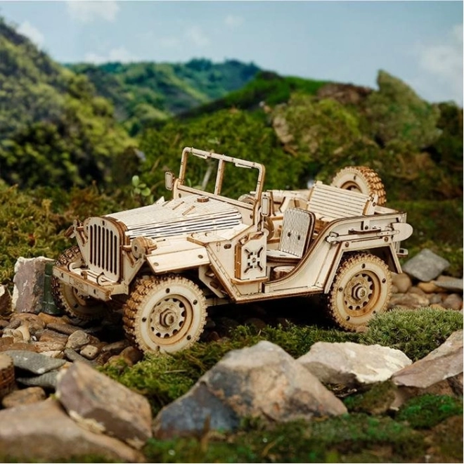 Puzzle 3D din lemn jeep militar Robotime Rokr