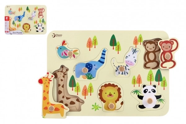 puzzle din lemn cu forme de animale zoo