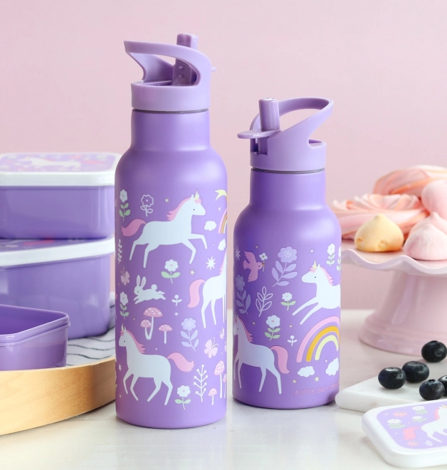A Little Lovely Company Sticlă de băut din oțel inoxidabil 500 ml – Unicorni și curcubee