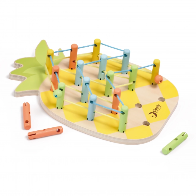 Jucărie educativă din lemn Ananas cu pioneze Classic World