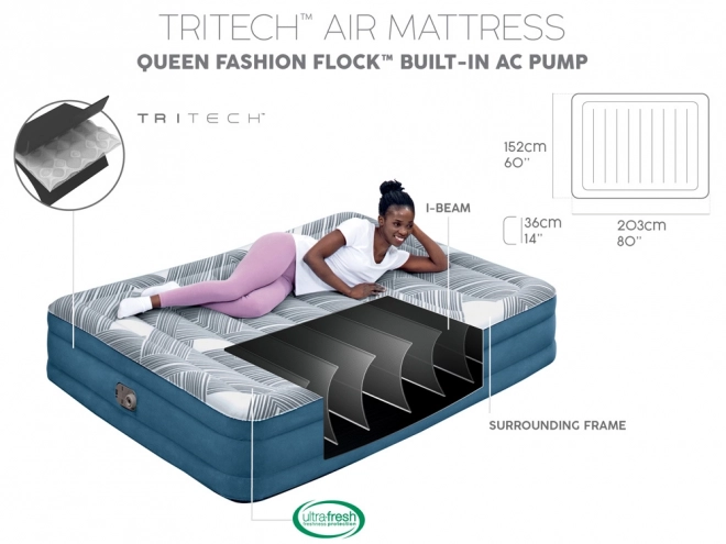 Saltea confortabilă Bestway 2s Queen 203x152x36cm cu pompă integrată 6712Y