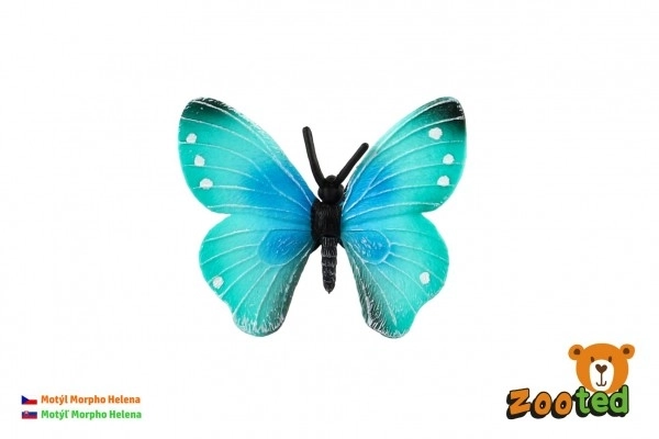 Fluture exotic Morpho Helena din plastic 7cm în săculeț