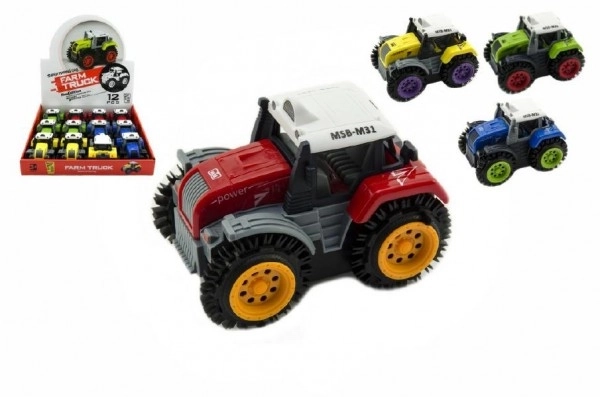 Tractor răsturnibil din plastic 10cm mix de culori pe baterii