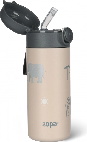 Termos pentru lichide cu pai și suport din silicon 350 ml, Safari