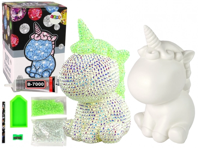 Set creativ unicorn diy cu diamante verzi