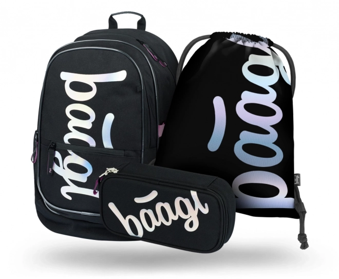 BAAGL SET 3 Core Metallic Holo: rucsac, penar, săculeț