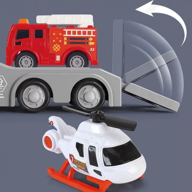 Camionetă de Pompieri Roșie CITY TRUCK cu Efecte Sonore și Luminoase