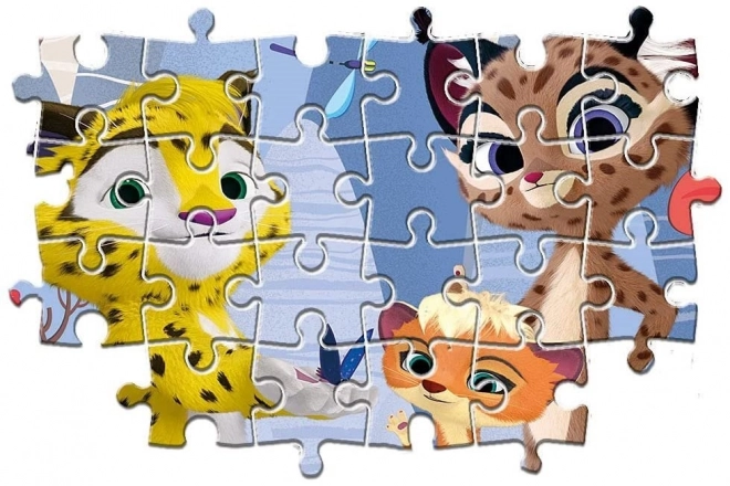 puzzle supercolor leo și tig 3x48 piese