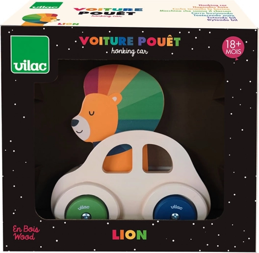 Mașinuță de lemn cu claxon Leu de la Vilac