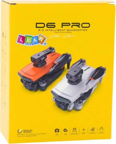 Dron D6 Pro cu cameră dublă HD și lumini LED, portocaliu
