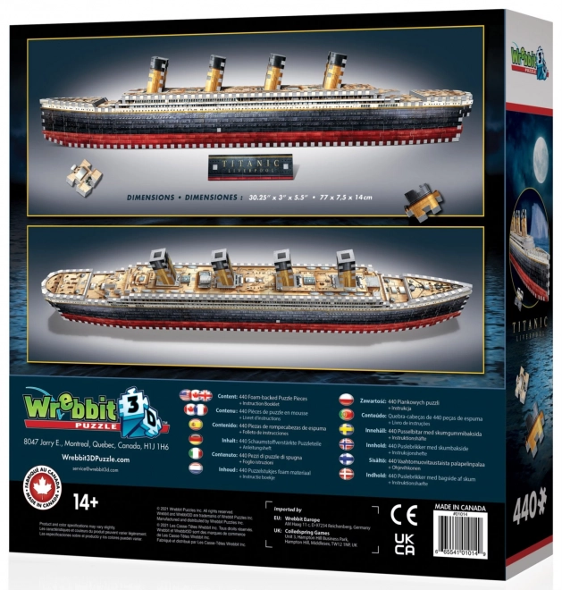 Puzzle 3D Titanic 440 piese tip Wrebbit