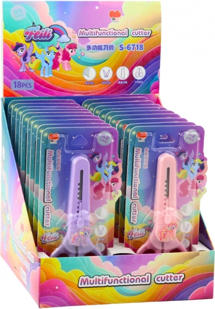 Foarfece pentru copii cu capac și căluț decorativ 14cm