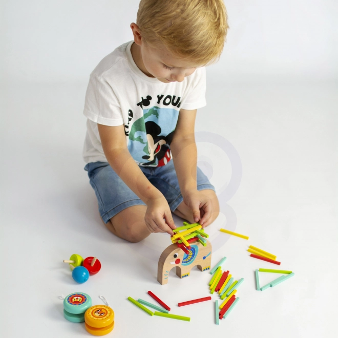 Set de jocuri de îndemânare Tooky Toy cu elefant și 46 de piese