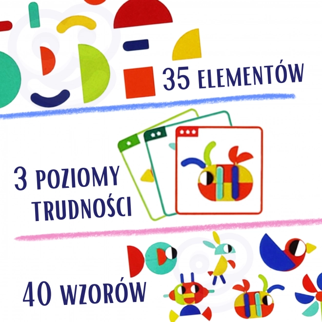Puzzle din lemn Montessori cu 40 de modele de la WOOPIE Green
