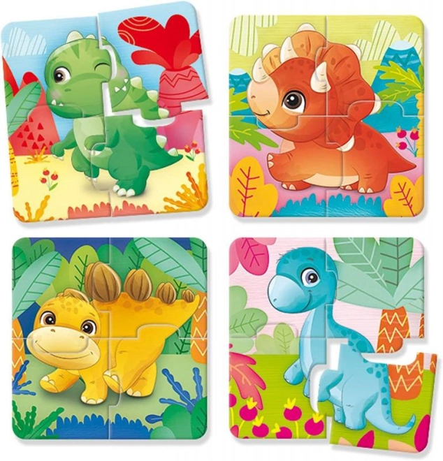 Puzzle cu dinozauri viu colorați