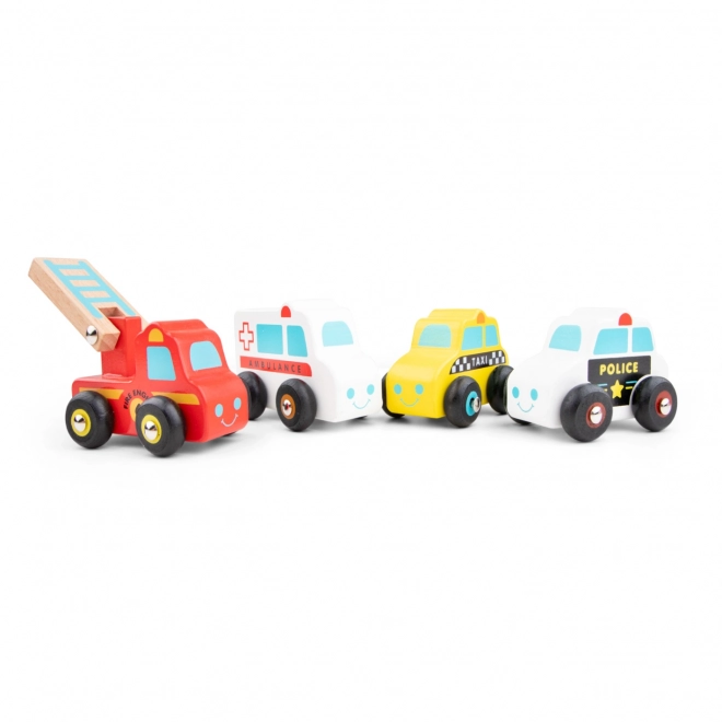 Set vehicule de lemn mini - 4 bucăți