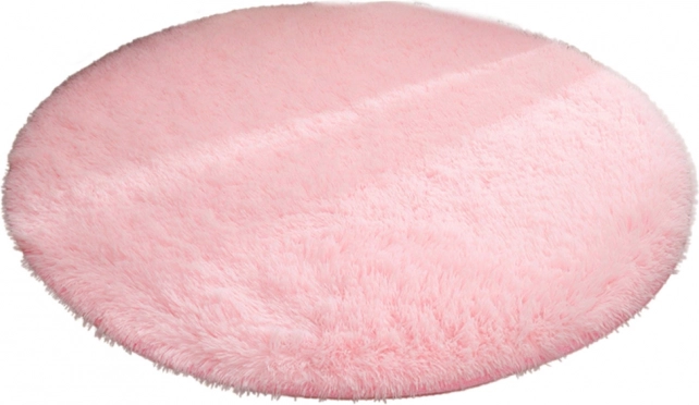 Covor rotund moale antiderapant roz deschis 122 cm