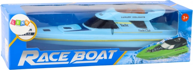 Barcă cu motor albastră pe baterii