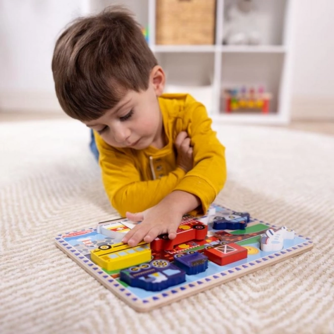 Melissa & Doug puzzle din lemn cu sunete