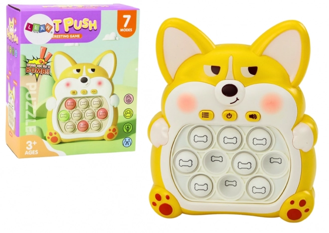 Joc de dexteritate Pop-It Vulpita cu 7 moduri de joc galben