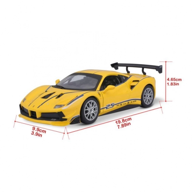 mașină de curse Ferrari 488 Challenge galbenă la scară 1:24