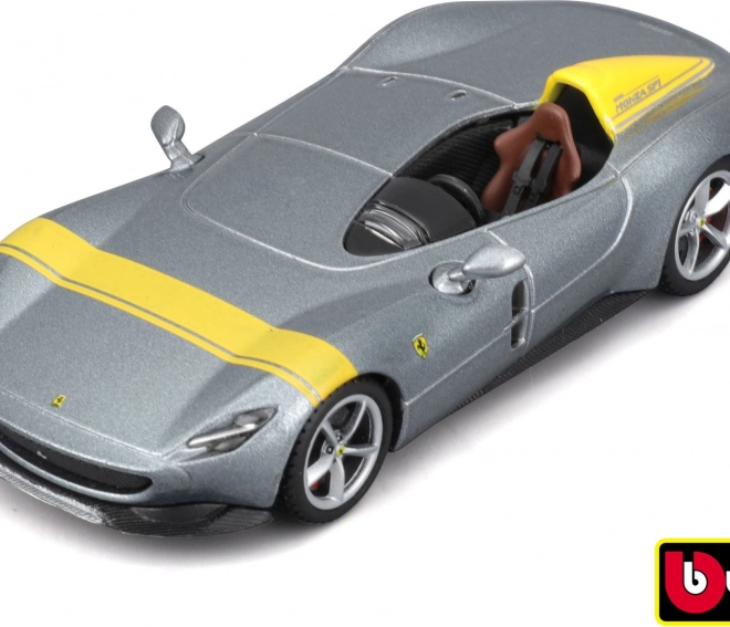Mașină model Bburago Ferrari Monza SP1 ediția Signature argintiu/galben